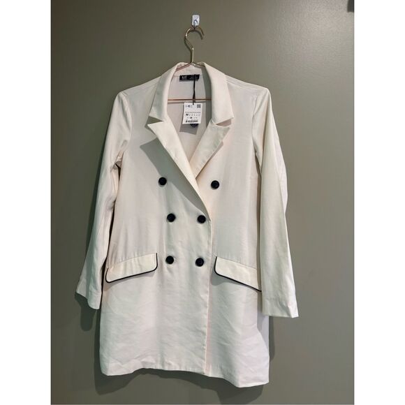 Zara TRF Collection M NWT Tailored Ivory Double-Breasted Coat Blazer Jacket - Picture 1 of 7
